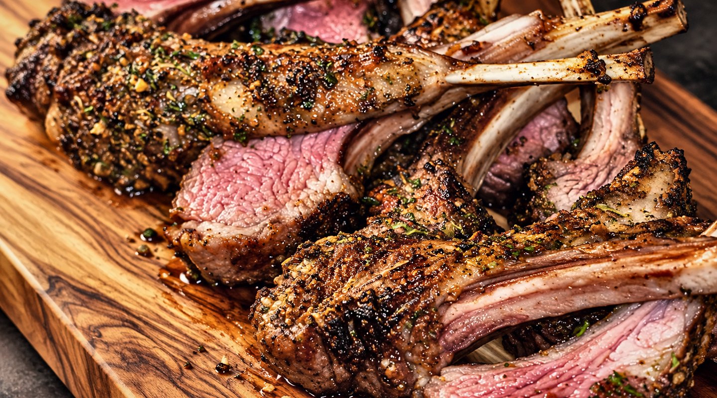 Halal lamb carved on the board for a Houston gathering by Chef Fassi