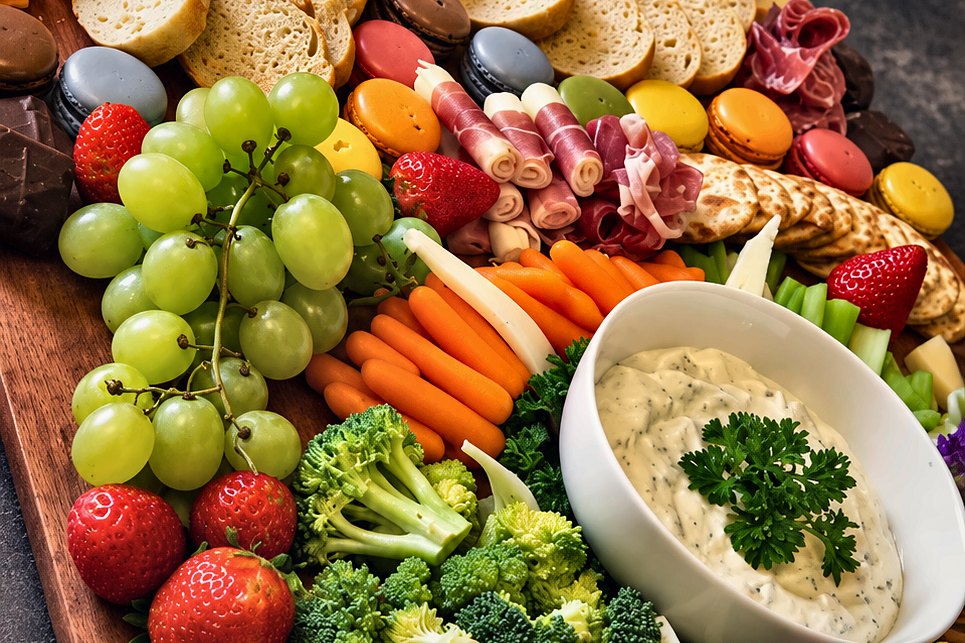 Grazing board of charcuterie, cheese and fruit for a Cypress party by Chef Fassi