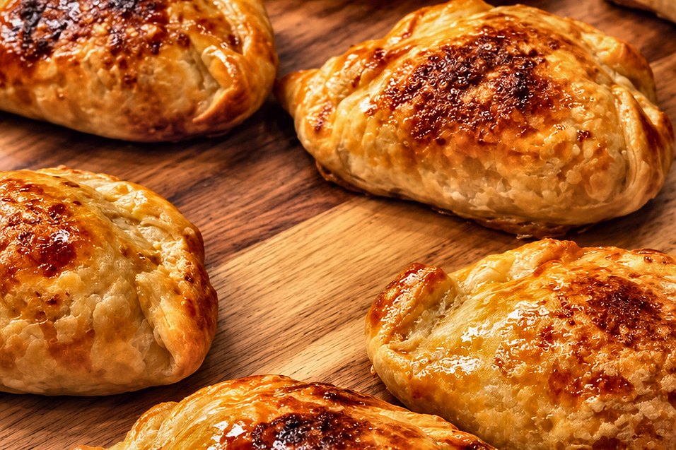 Hand-folded empanadas on the board for a Katy event by Chef Fassi