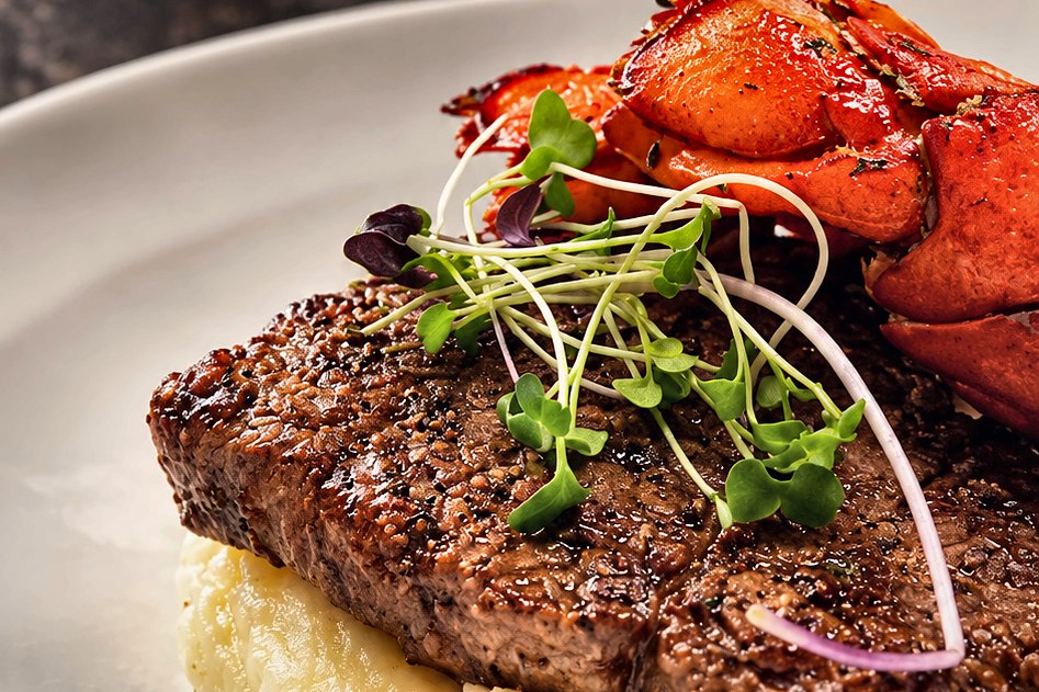 Filet and lobster over whipped potato, plated by Chef Fassi in Tanglewood